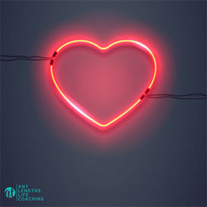 Image of heart made of red neon light